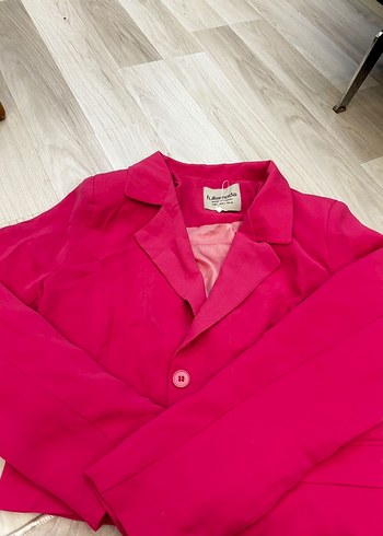 Düğmeli Pembe Kadın Blazer Ceket - Görsel 5
