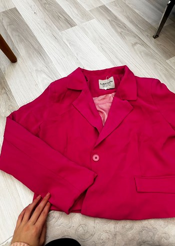 Düğmeli Pembe Kadın Blazer Ceket - Görsel 2