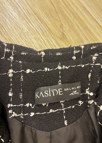 Düğmeli Siyah Kareli Midi blazer ceket - Görsel 4