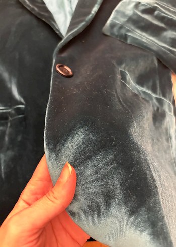 Yeşil kadife kadın blazer ceket - Görsel 5