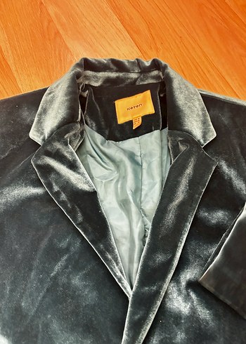 Yeşil kadife kadın blazer ceket - Görsel 3