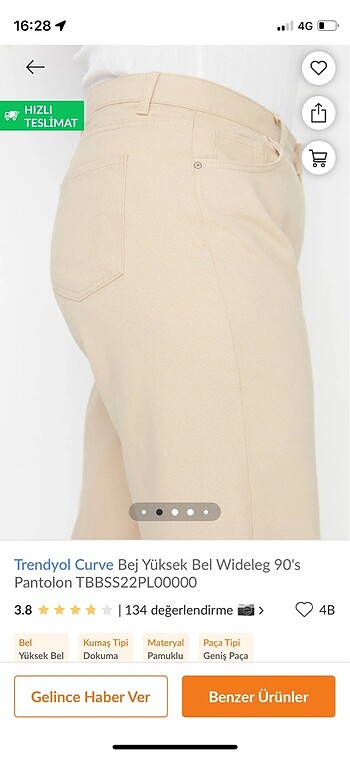 48 Beden Trendyol curve pantolon
