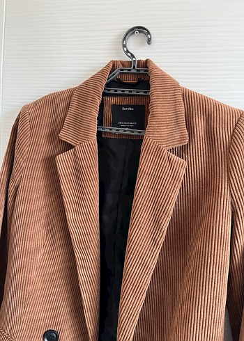 s Beden Kadın Kahverengi Süet Düğmeli Blazer