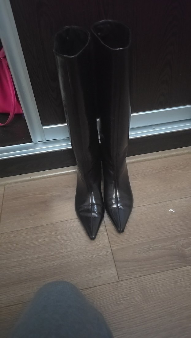 Siyah Deri Dizüstü Stiletto Çizme - Görsel 4