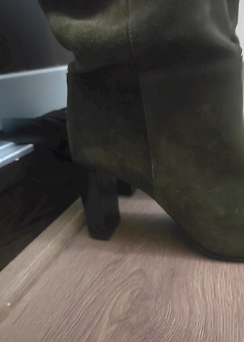 Kahverengi Süet Dizüstü Stiletto Botlar - Görsel 4