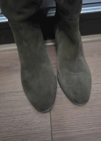 Kahverengi Süet Dizüstü Stiletto Botlar - Görsel 5