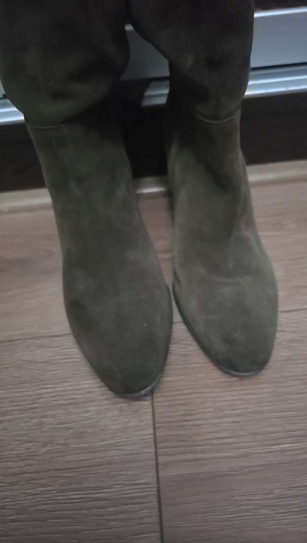 Kahverengi Süet Dizüstü Stiletto Botlar - Görsel 5