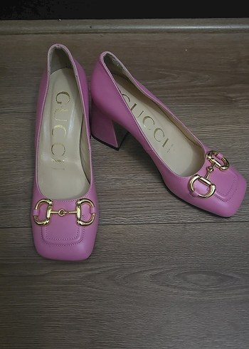 Gucci Pembe Modern Klasik Topuklu Kadın Ayakkabı - Görsel 4