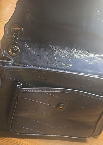 Siyah Deri Tokalı Biker Kadın Çanta - Görsel 6