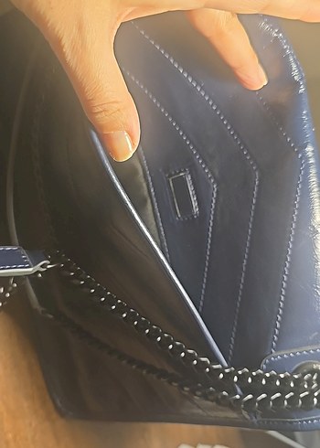 Siyah Deri Tokalı Biker Kadın Çanta - Görsel 4