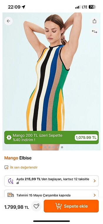 s Beden çeşitli Renk Mango Elbise