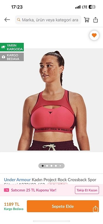 Under Armour Spor Sütyeni Etiketli