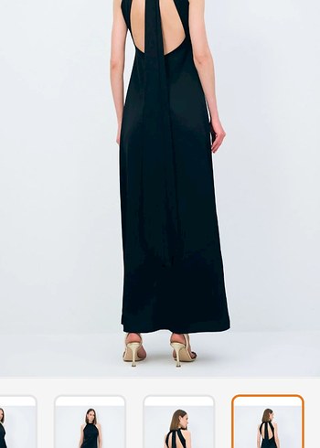 ıSiyah Night Zoom Halter Yaka Uzun Elbise - Görsel 3