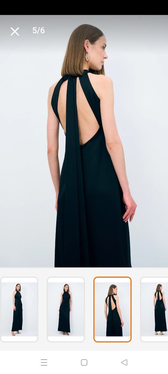 ıSiyah Night Zoom Halter Yaka Uzun Elbise - Görsel 2