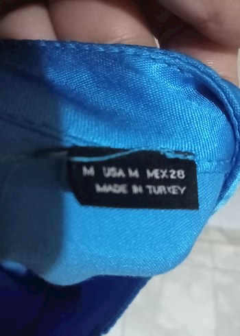 Mavi Saten Dökümlü Mini Bluz - Görsel 3