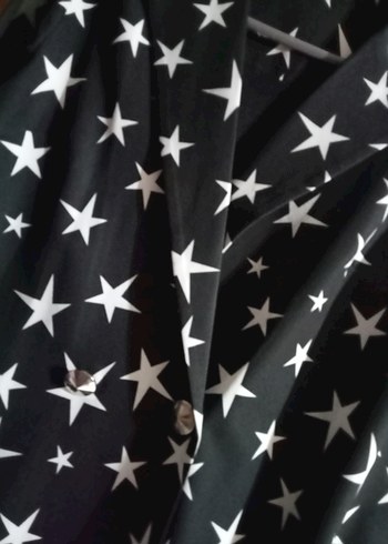 Yıldız Desenli Uzun Kadın gömlek elbise - Görsel 2