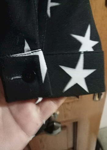 Yıldız Desenli Uzun Kadın gömlek elbise - Görsel 3