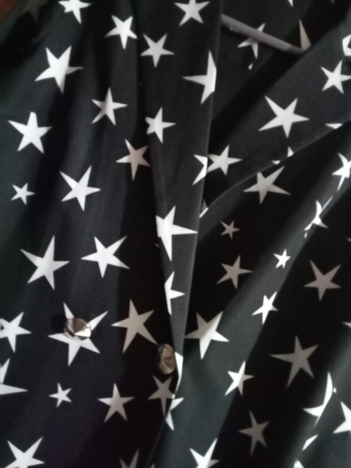 Yıldız Desenli Uzun Kadın gömlek elbise - Görsel 2