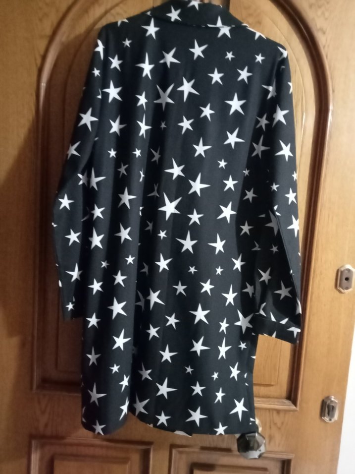 Yıldız Desenli Uzun Kadın gömlek elbise - Görsel 4