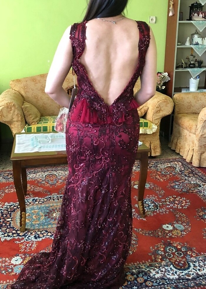 Sırt dekolteli abiye elbise  - Görsel 2