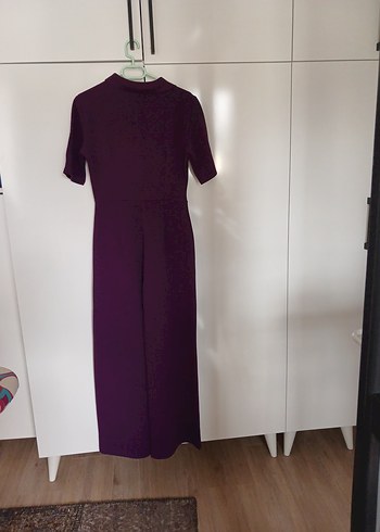 Mor V Yaka Kadın Uzun Tulum - Görsel 2