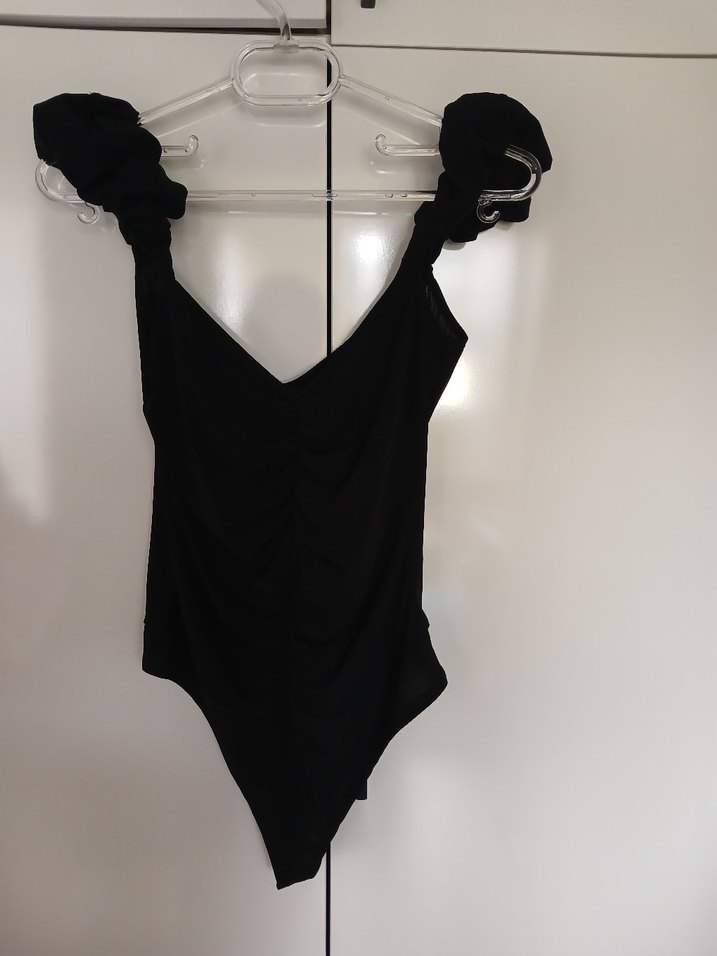 Siyah Minimalist Gösterişli Askılı bady - Görsel 3