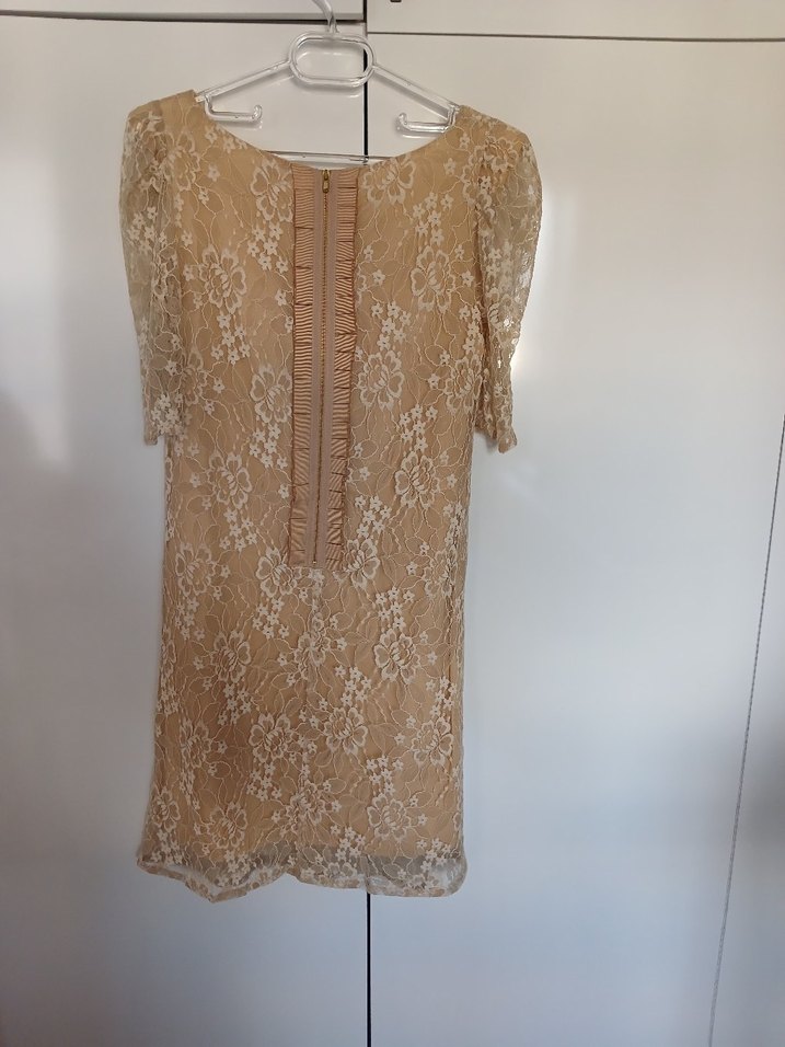 Bej Dantel Kadın Midi Elbise - Görsel 2