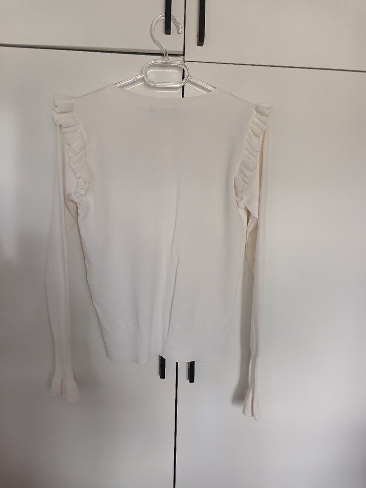 Beyaz Düğmeli Midi Kadın Hırka - Görsel 2