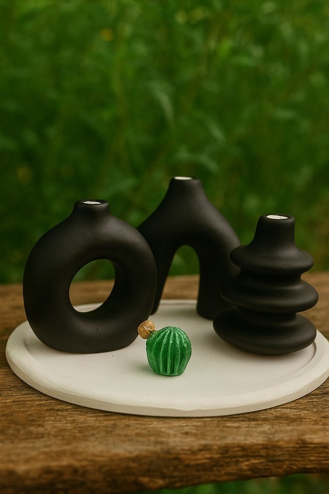 Koyu Yeşil Dekoratif Vazo Seti - Görsel 2