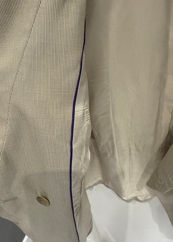 Bej Düğmeli Kısa Kadın Blazer Ceket - Görsel 4