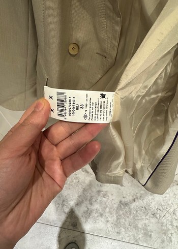 Bej Düğmeli Kısa Kadın Blazer Ceket - Görsel 5