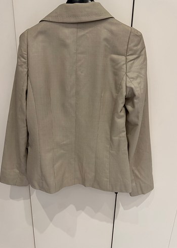 Bej Düğmeli Kısa Kadın Blazer Ceket - Görsel 6