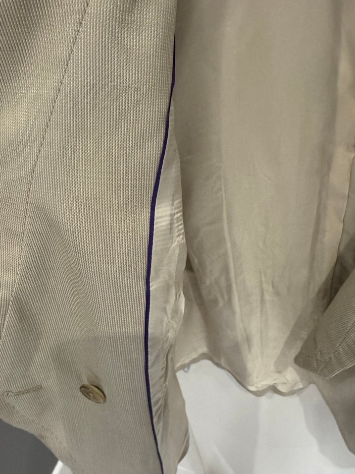 Bej Düğmeli Kısa Kadın Blazer Ceket - Görsel 4