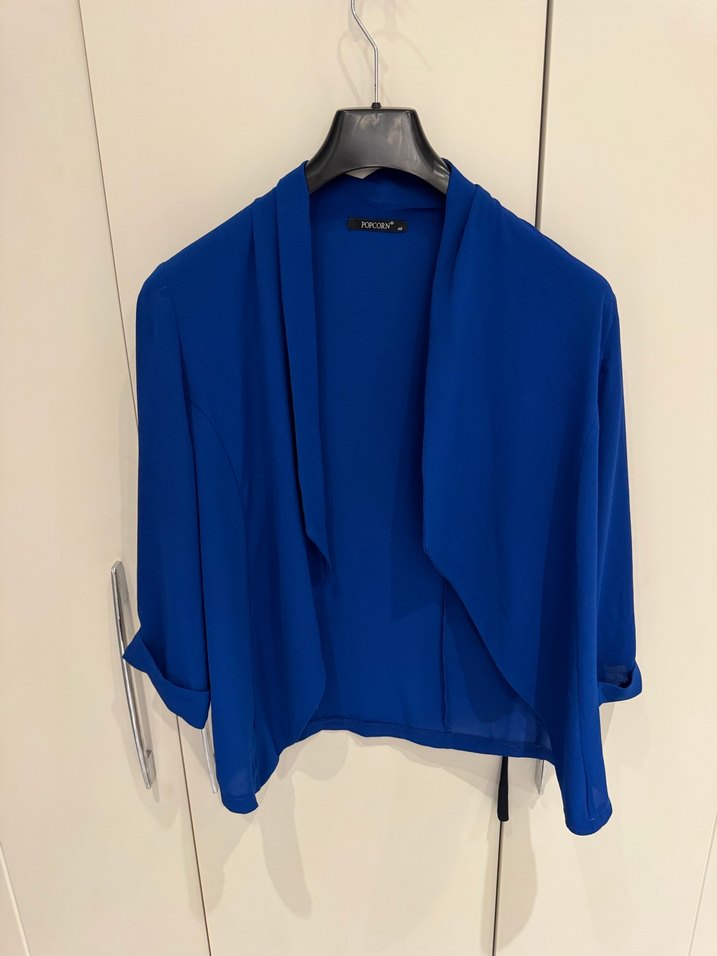 Drapeli Mavi Kadın Mini Blazer - Görsel 2