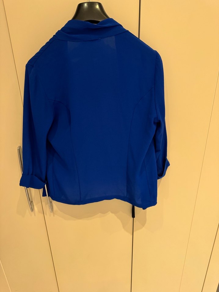 Drapeli Mavi Kadın Mini Blazer - Görsel 3