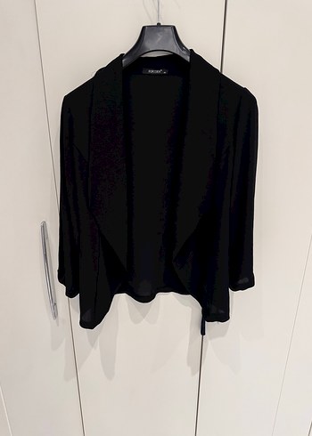 Siyah Drapeli Mini Kadın Ceket - Görsel 2