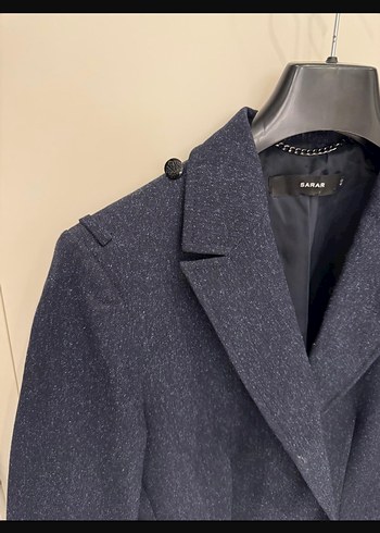 Düğmeli Lacivert Denim Kadın Blazer Ceket - Görsel 3