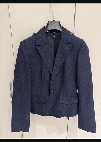 Düğmeli Lacivert Denim Kadın Blazer Ceket - Görsel 2