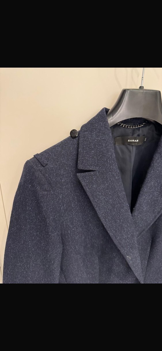 Düğmeli Lacivert Denim Kadın Blazer Ceket - Görsel 3