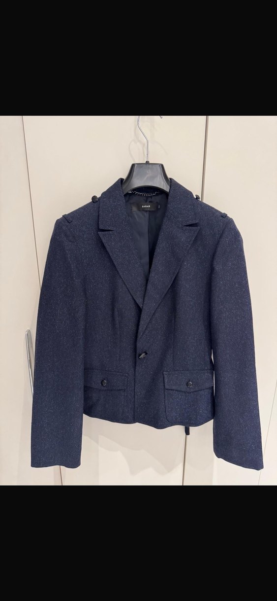 Düğmeli Lacivert Denim Kadın Blazer Ceket - Görsel 2