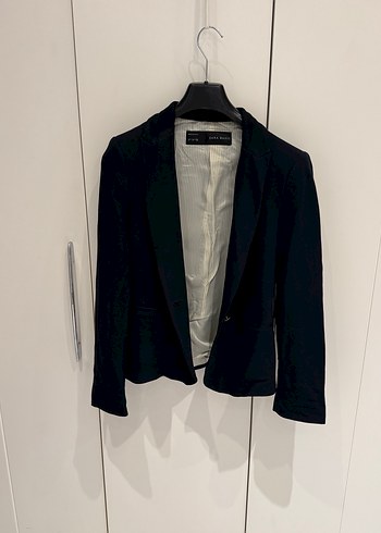 Kadın Siyah Keten Blazer Ceket - Görsel 2