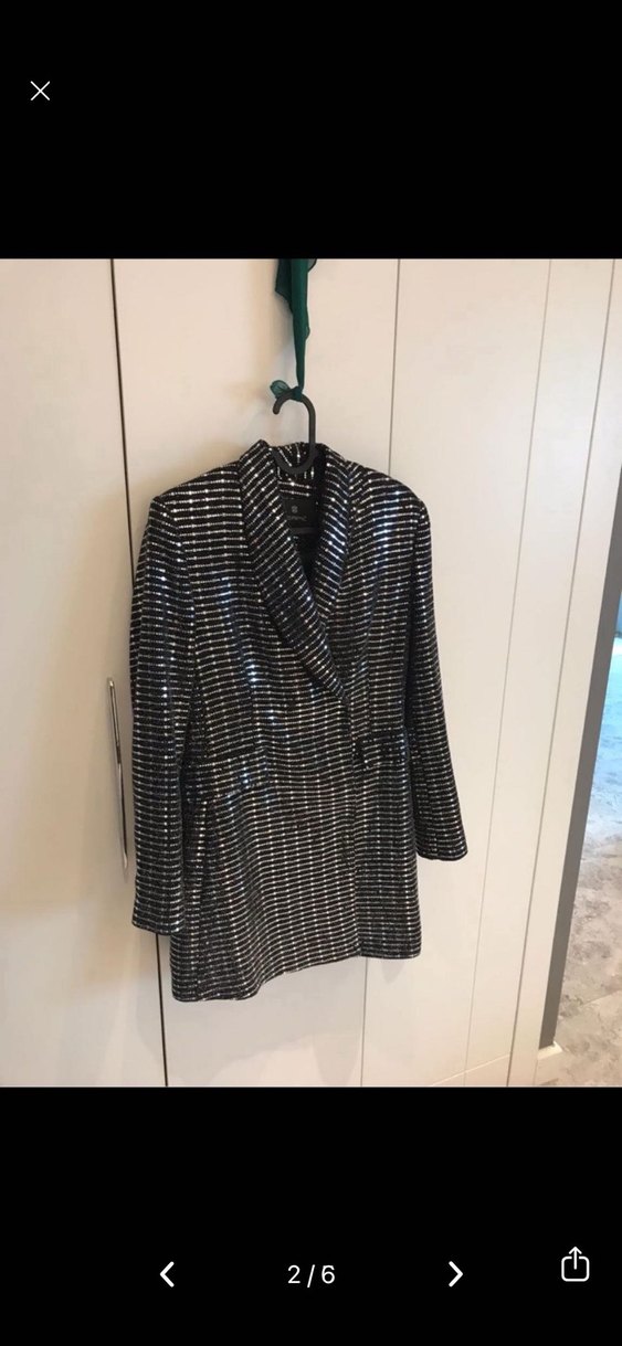 Siyah Ekoseli Mini Kadın Blazer Ceket - Görsel 2