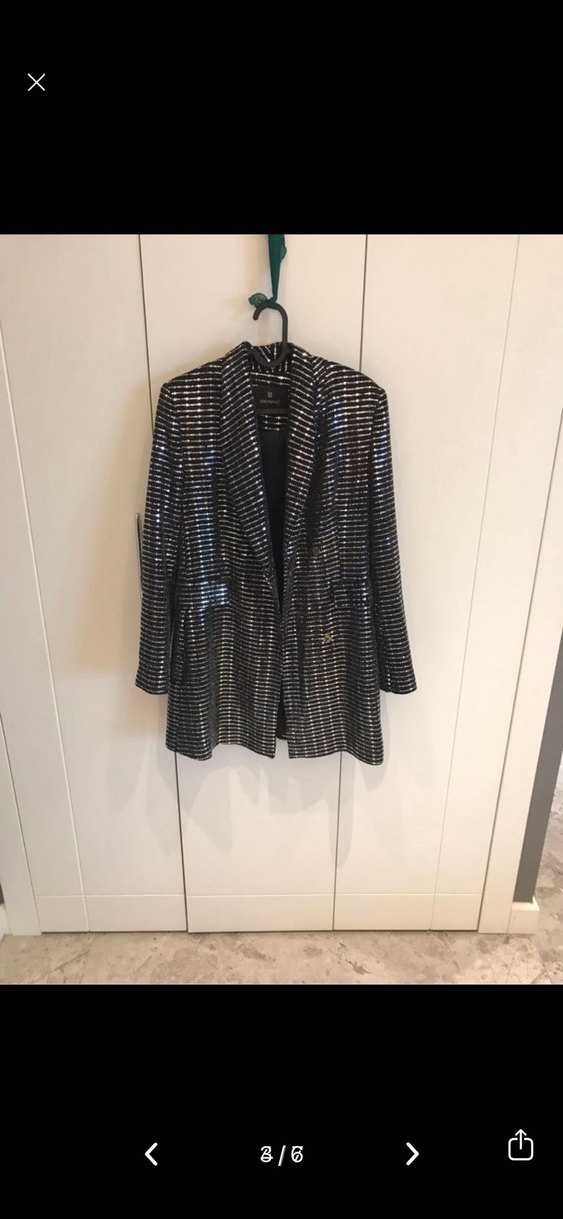 Siyah Ekoseli Mini Kadın Blazer Ceket - Görsel 3