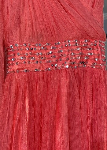 Pembe Drapeli Uzun Abiye Elbise - Görsel 3