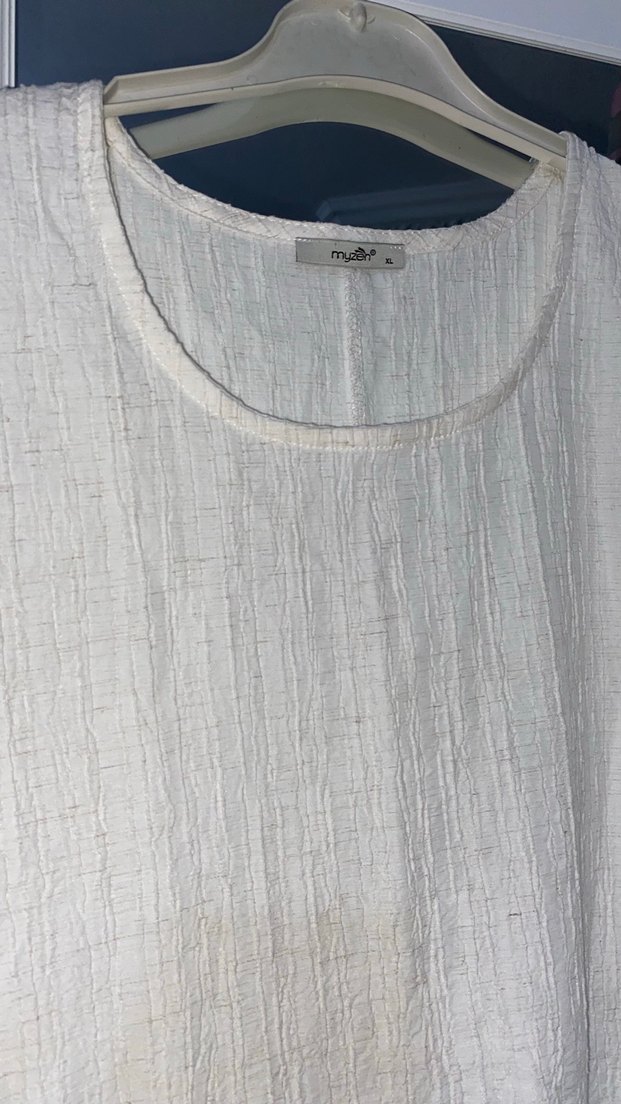 Beyaz Kolsuz Keten Midi Elbise cocuk elbisesidir - Görsel 2