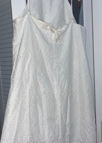 Beyaz Mini Bohem Straplez Elbise - Görsel 3