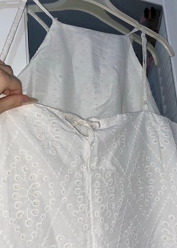 Beyaz Mini Bohem Straplez Elbise - Görsel 2