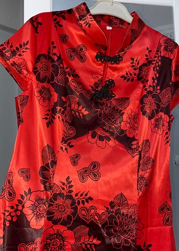 Drapeli Kırmızı Vintage Uzun Abiye Elbise - Görsel 2