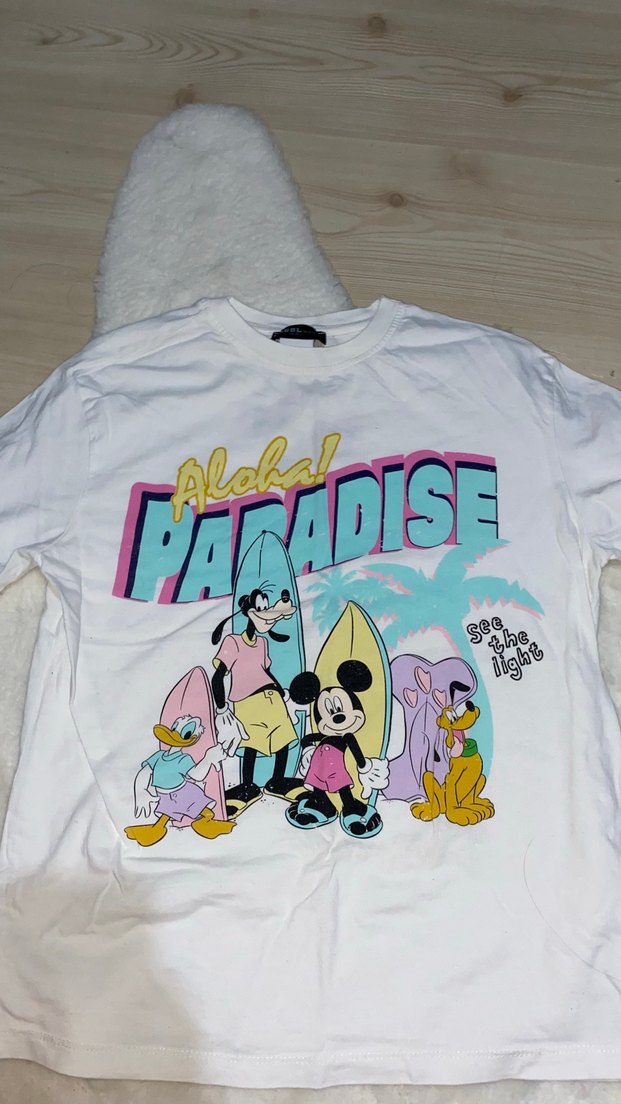 Beyaz Baskılı Çocuk tşött 10-12 Yaş - Görsel 2