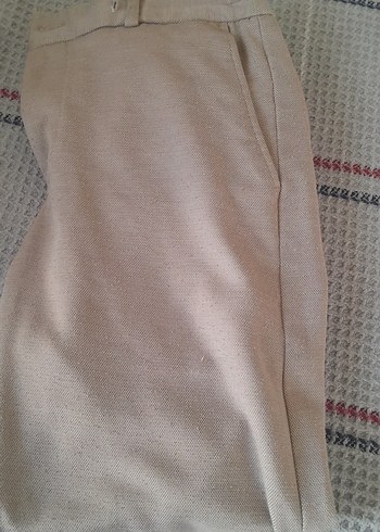 Bej erkek Keten Salaş Pantolon - Görsel 2